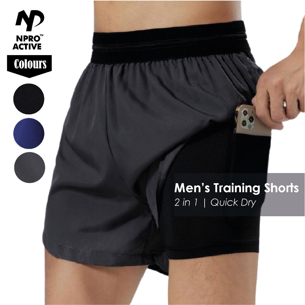 NPRO™ Men 2in 1 Quick Drying Loose Running Shorts | Outdoor Sports Training Fitness Jogging Marathon pant - The Pink Apparel Company