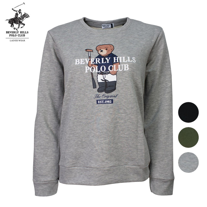 BHPC BHH01273 Women Sweater Wanita Bear Graphic | Cotton Jersey Round Neck Sweatshirt Casual Regular Fit S-XL