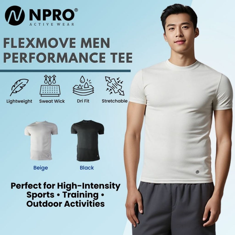 NPRO NT364 FlexMove™ T-Shirt Sukan Lelaki Dri-Fit | Quick Dry Breathable Gym Running Training Fitness S-XL