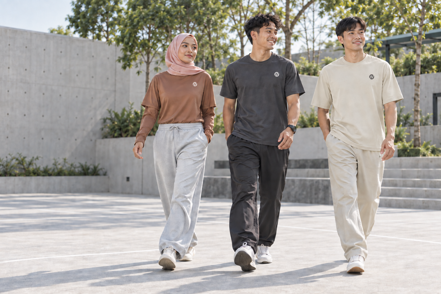 Three friends wearing NPRO for their everyday